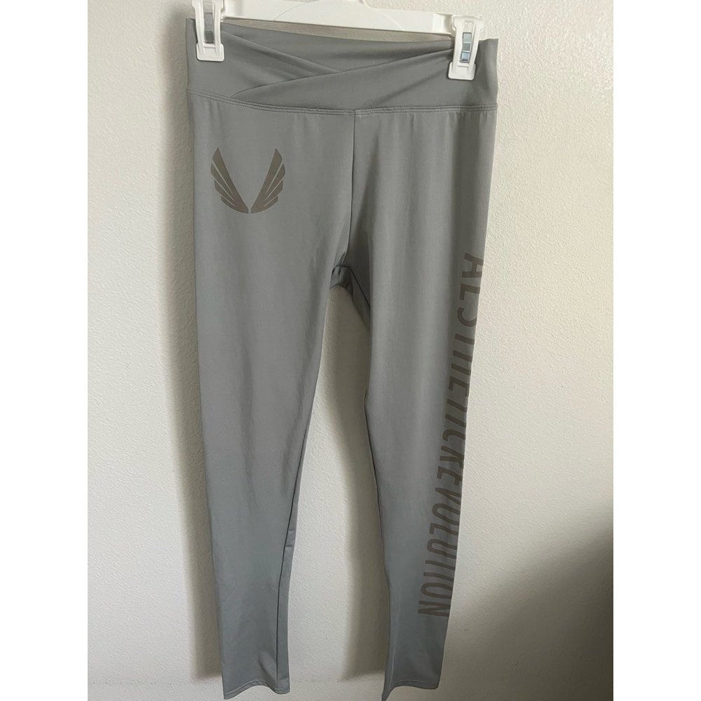 Aesthetic Revolution Womens Leggings Gray Stretch Full Length Logo M New